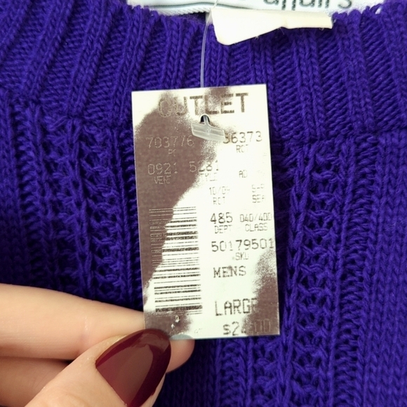 Serious Affairs 80's Vintage Deadstock Ribbed Knit Crewneck Sweater Purple Large - Picture 5 of 10